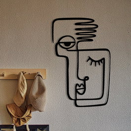Wallity Cara mia Escultura de pared de metal negra
